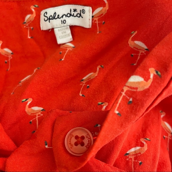 Splendid Girls Flamingo Romper with Chambray Bottom - Picture 3 of 3